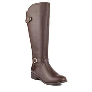 Karen Scott Womens Leandraa Faux Leather Knee-High Boots Brown 9